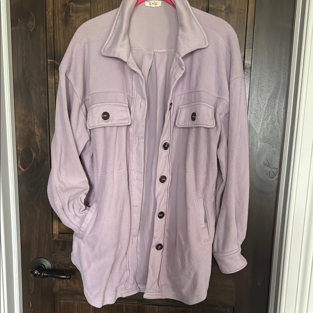 Lavender Button-Up Women's Shacket Jacket Size Small
